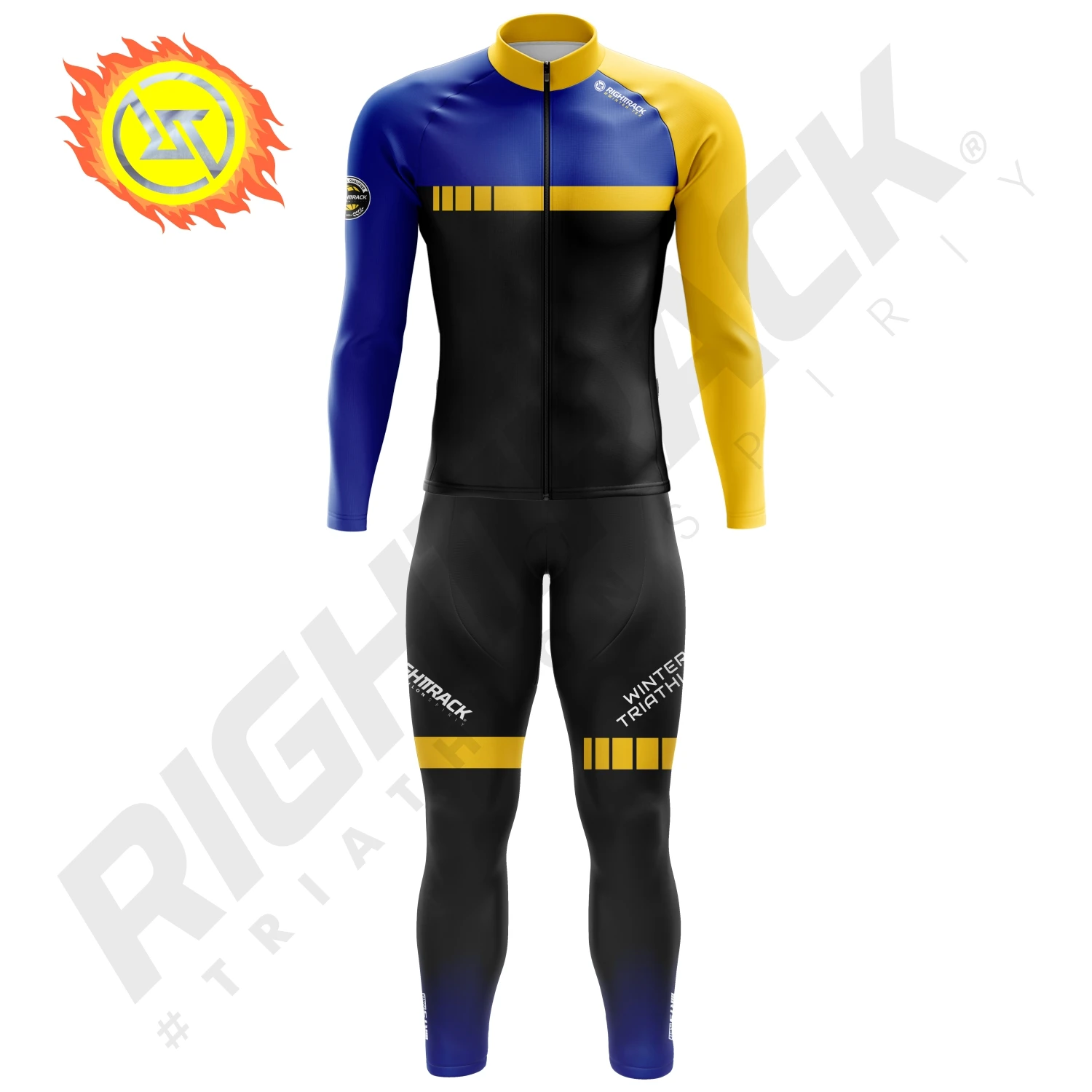 Pro Winter Triathlon Trisuit Thermal Fleece Long Sleeve Skinsuit Skiing Cycling Running Skating RIGHTTRACK Sports Apparel