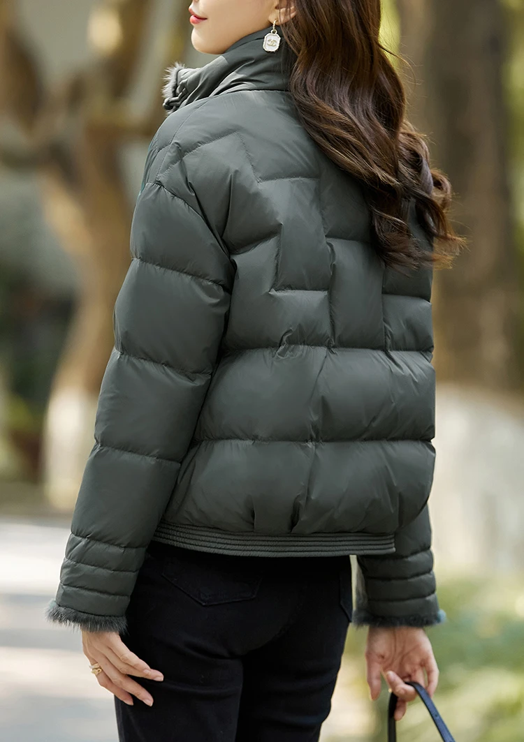 Vimly Short Puffer Down Jacket for Women Stand Collar Warm Thick Winter Coats 2023 Fashion Luxury Overcoat Ladies Clothing 50300