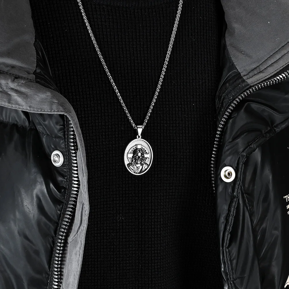 316 Stainless Steel Christian Jesus Virgin Mary Cross Necklace Men Women Exquisite Religious Medallion Necklaces Wholesale
