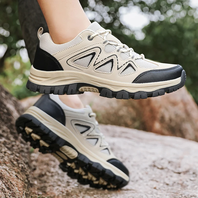 รองเท้าเดินป่าผู้ชายแบบออลเทอร์เรน ปี 2025 รองเท้ากีฬากลางแจ้ง ระบายอากาศได้ดี ทนทานต่อการสึกหรอ ผ้าตาข่ายกันลื่น รองเท้าปั่นจักรยาน