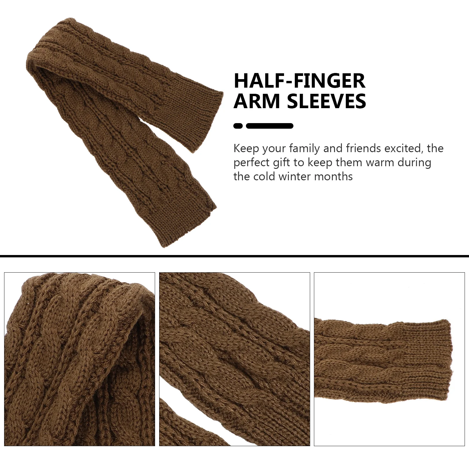 

1Pair Knitted Arm Sleeves Warm Keeping Half Fingerless Sleeves Durable Breathable for Winter Outdoor Activities