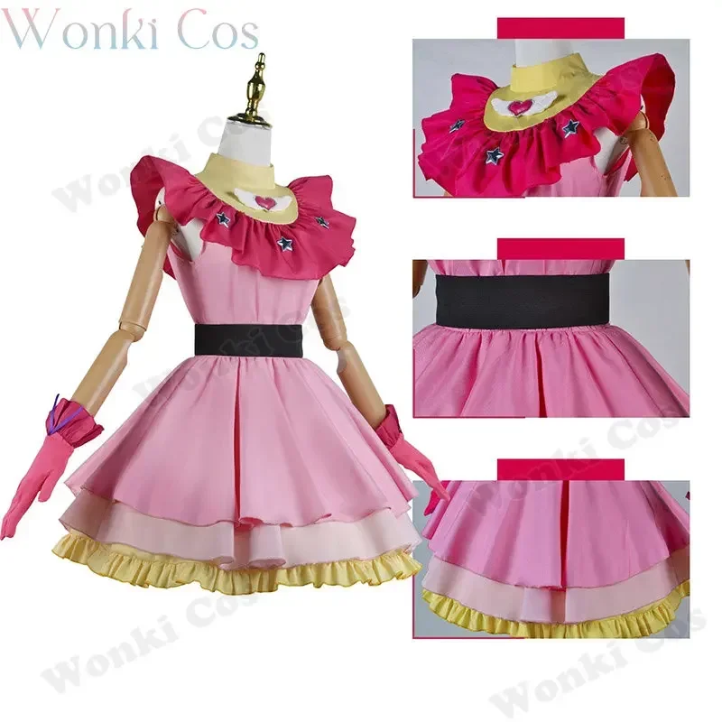 Anime Oshi No Ko Cosplay Ai Homino Cosplay Kostuum Meisjes Homino Ai Roze Jurk Pak Cosplay Pruik Full Set Out Past