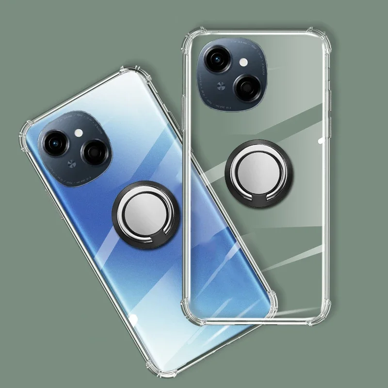 Voor Tecno Spark 40 Pro 40C Case Adsorbeerbare Ring Transparante Airbag Siliconen Shell Voor Tecno Spark 40 Pro Plus 40C cover Fundas