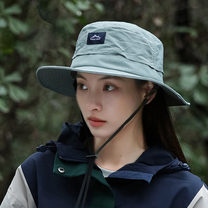 Fashion Women Bucket Solid Color Letter Lable Short Brim Sun Hat Ladies Breathable Mesh Outdoor Travel Hiking Caming Panama Cap