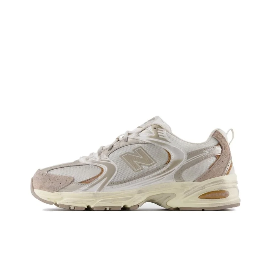 New Balance NB 530 - حذاء مريح، متعدد الاستخدامات، متين، متوسط القطع، للأب، لون أبيض ورمادي.