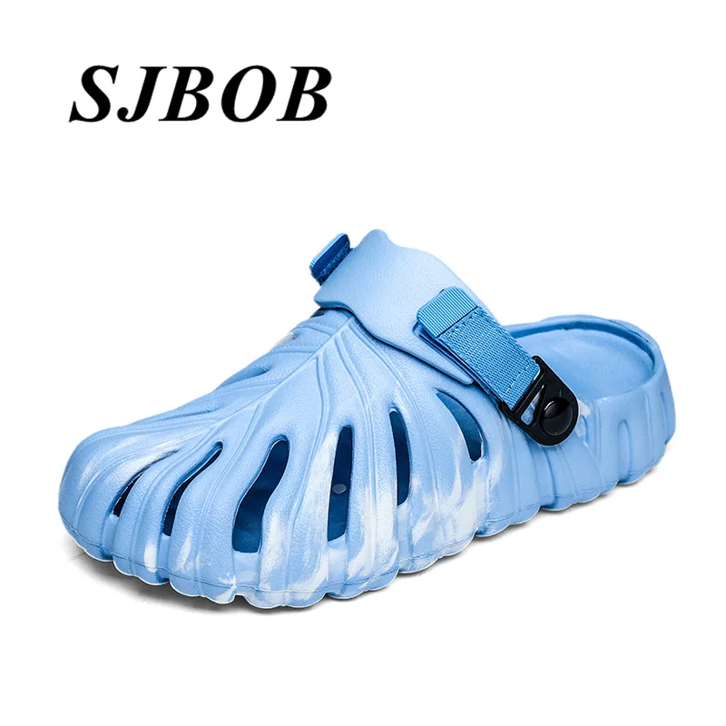 

New Design Couples Clogs Shoes Comfy Soft Blue Mens Beach Sandals Anti-Slip Light Flat Sandals Men Summer Shoes Sandalias Hombre