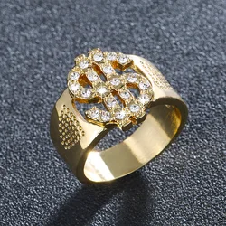 Hip Hop Finger Rings For Men Classic US Dollar Sign Rhinestone Ring Hollow Badge Signets Jewelry Gift Party Accessories NEW