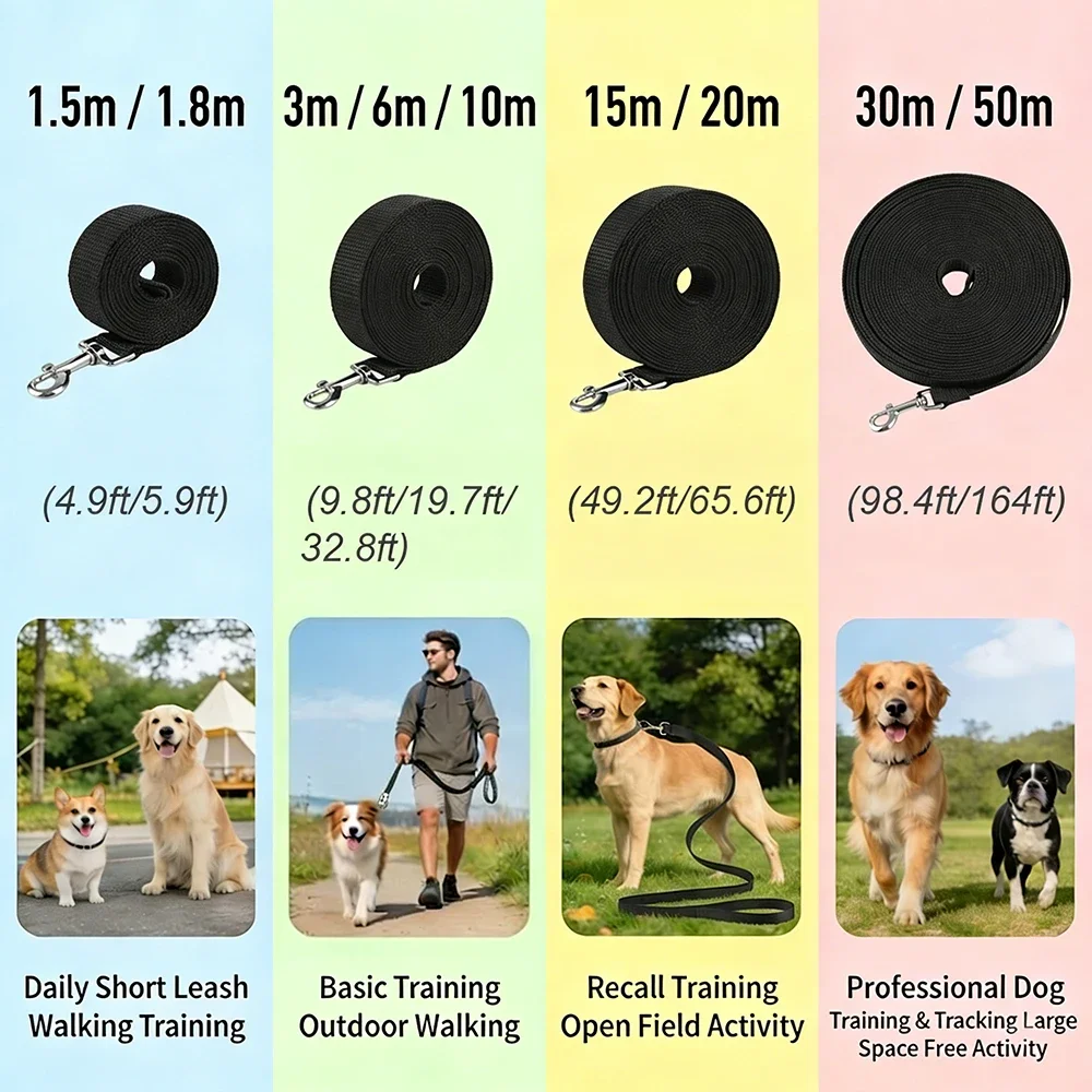 Lange Hundeleine aus Nylon, Trainingsleine 1,5m-50m, Robustes Zugseil für Welpen und Katzen, Outdoor-Spaziergang, Verlängerbare Leine – Detail 1