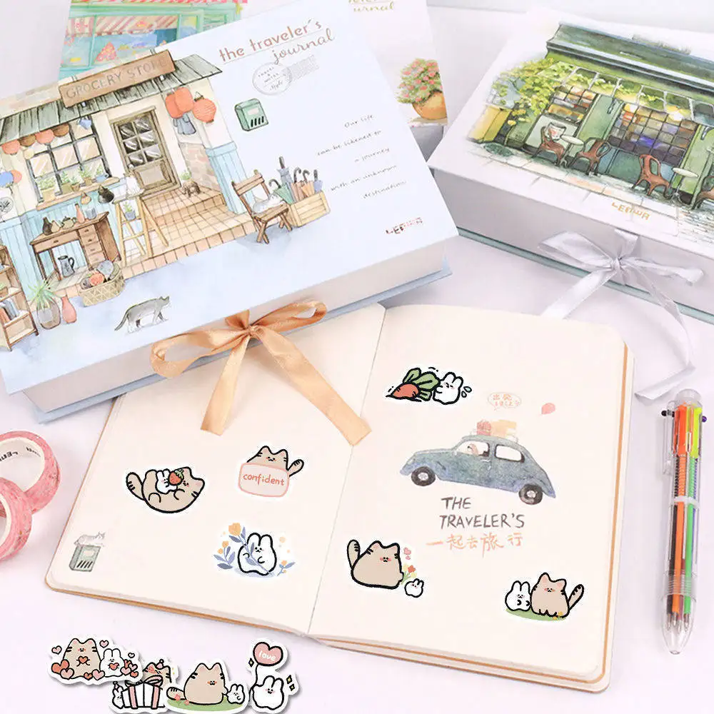 

10/30/58PCS Cat and Rabbit Cute Stickers Ins Cartoon Decorative Stickers DIY Guitar Water Cup Skateboard‌ Waterproof Stickers