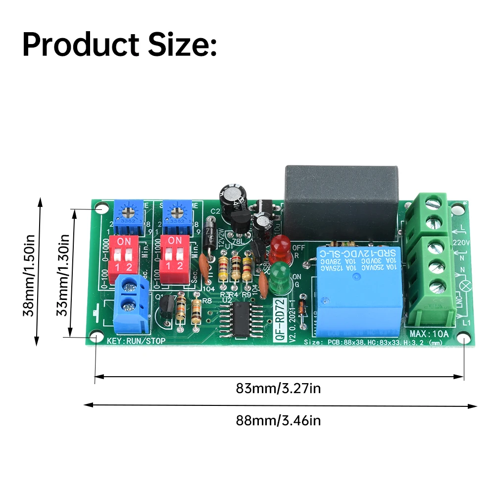 Dual Time Adjustable Cycle Delay Timing Relay Switch On/Off Module AC 100V-250V Infinite Loop Timer Module