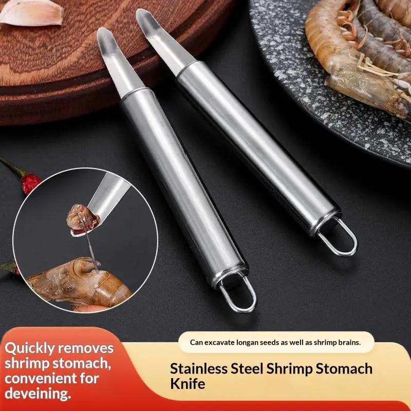 [J] Stainless Steel Shrimp Deveiner Tool With Sharp Tip Easy Grip Handle For Kitchen Seafood Processing Fruit Pitting