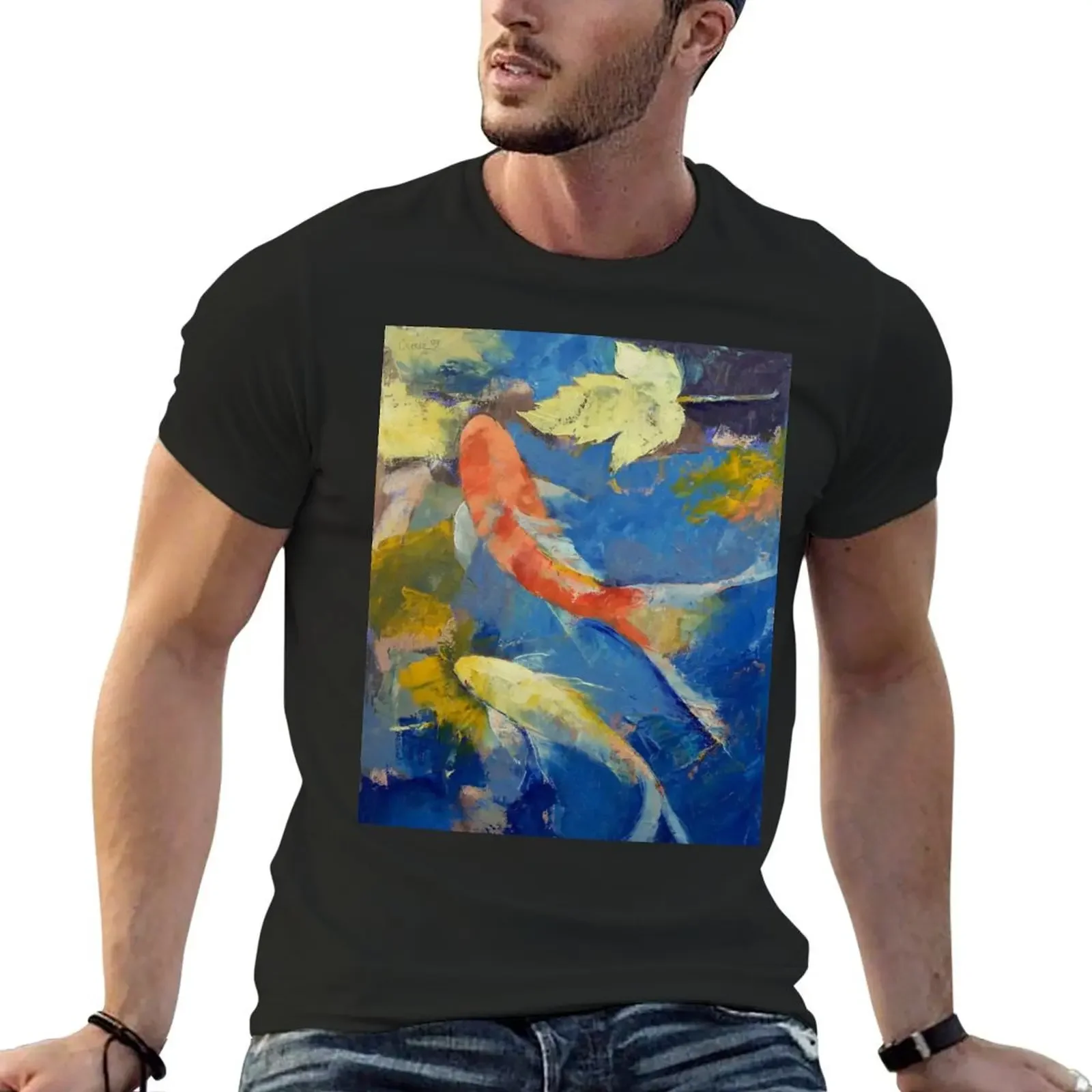 Autumn Koi Garden T-Shirt Aesthetic clothing baggy shirts vintage clothes Short sleeve tee clothing for men