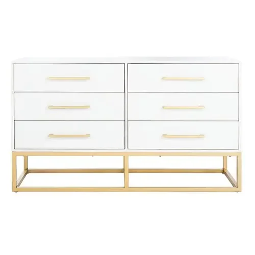 

z New 6 Drawer Chest with Golden Metal Legs Trendy Modern Living Room Furniture 6 Drawers Storage Cabinet Bedroom Dresser