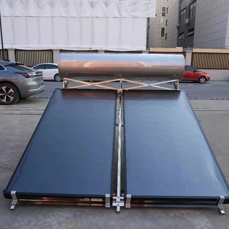 

【Fashionable】200L Stainless Steel 304 Matte 2 Pcs Flat Plate Solar Collector Pressurized Solar Powered Water Heater For Hotels H