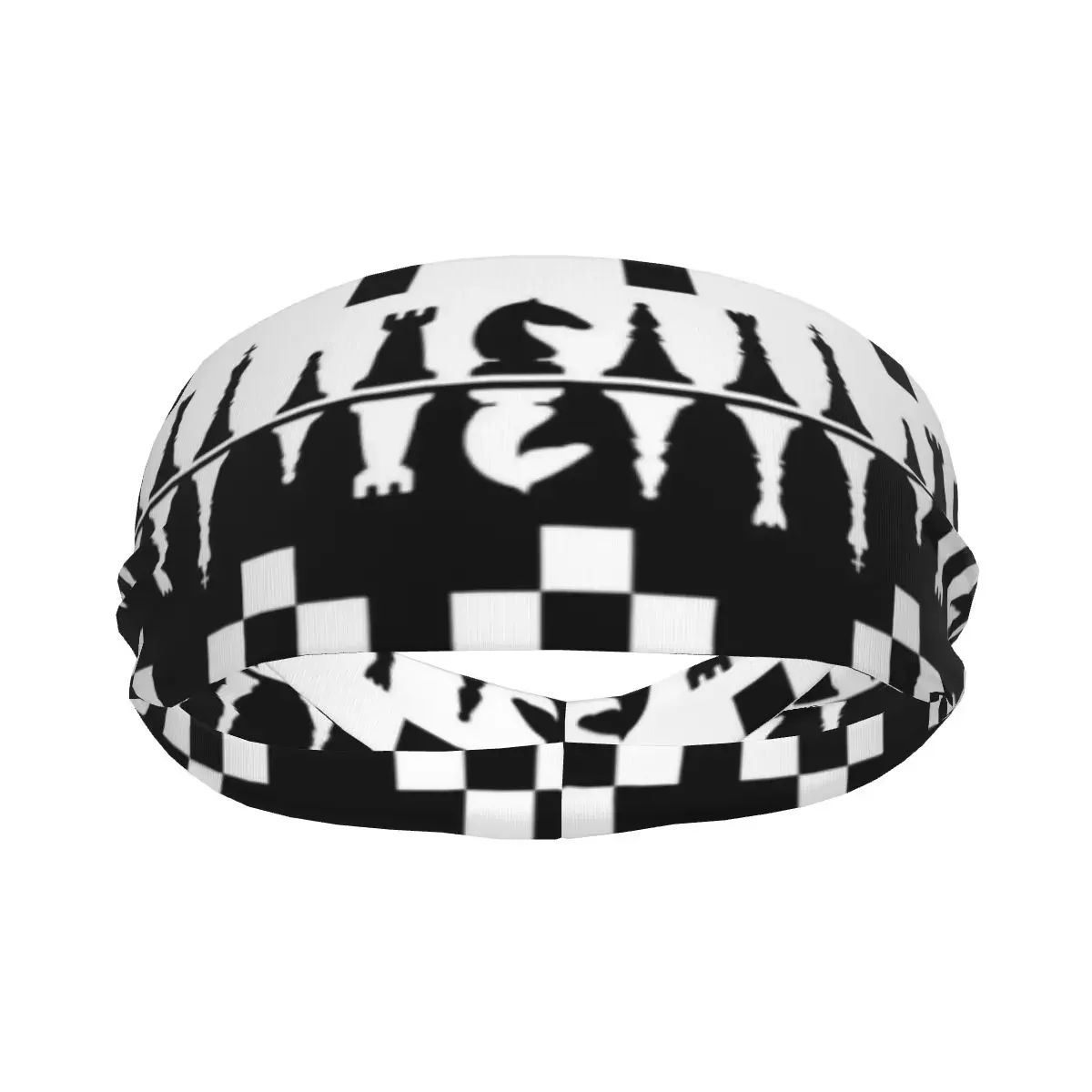 Sports Headband Portable Hair Band Black And White Chess Pieces Hair Wrap Brace Cycling Running Exercising Sweatband