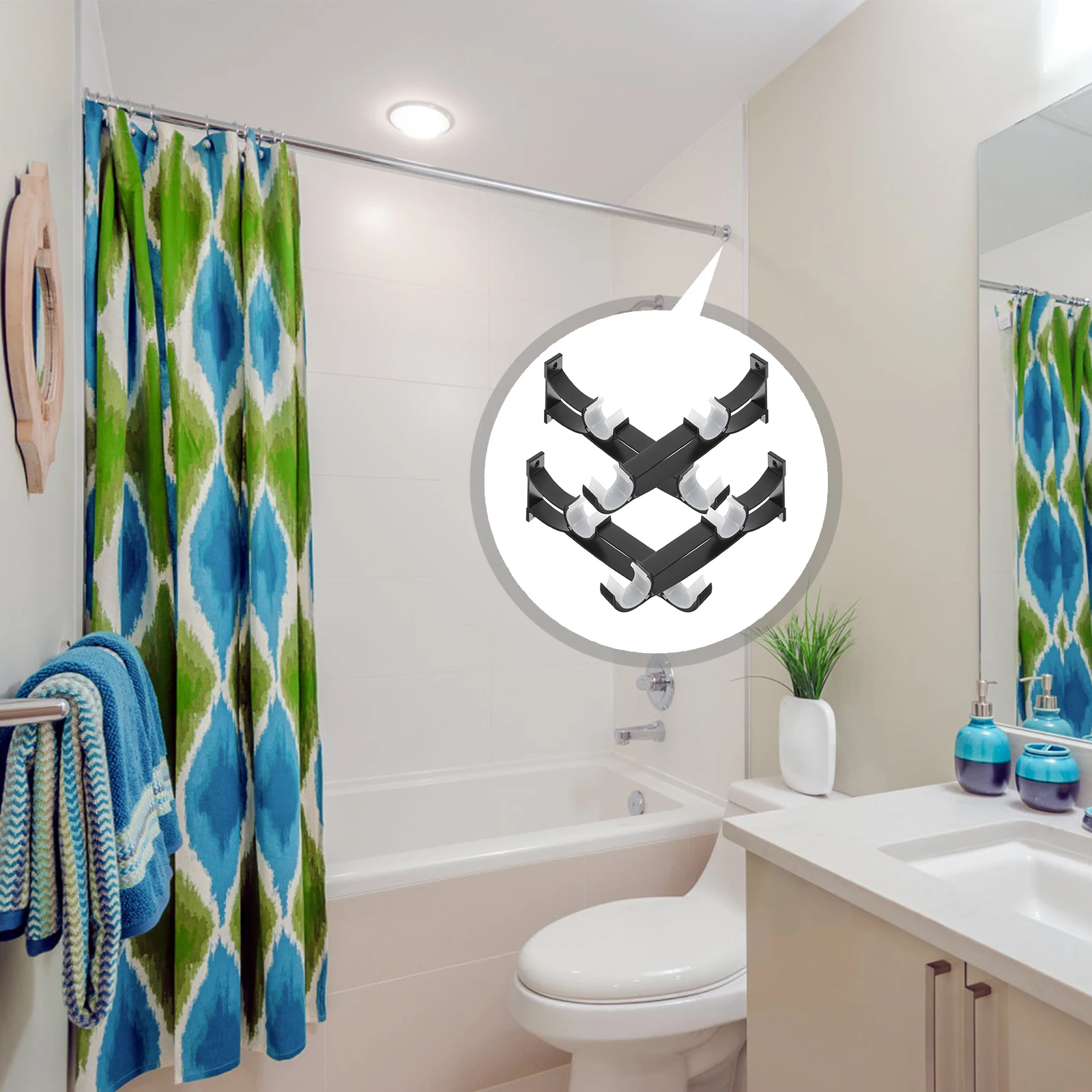 

4pcs Double Rod Bracket Curtain Bar Holder Wall Mount Metal Curtain Holders For Window Door Drapery Support Brackets