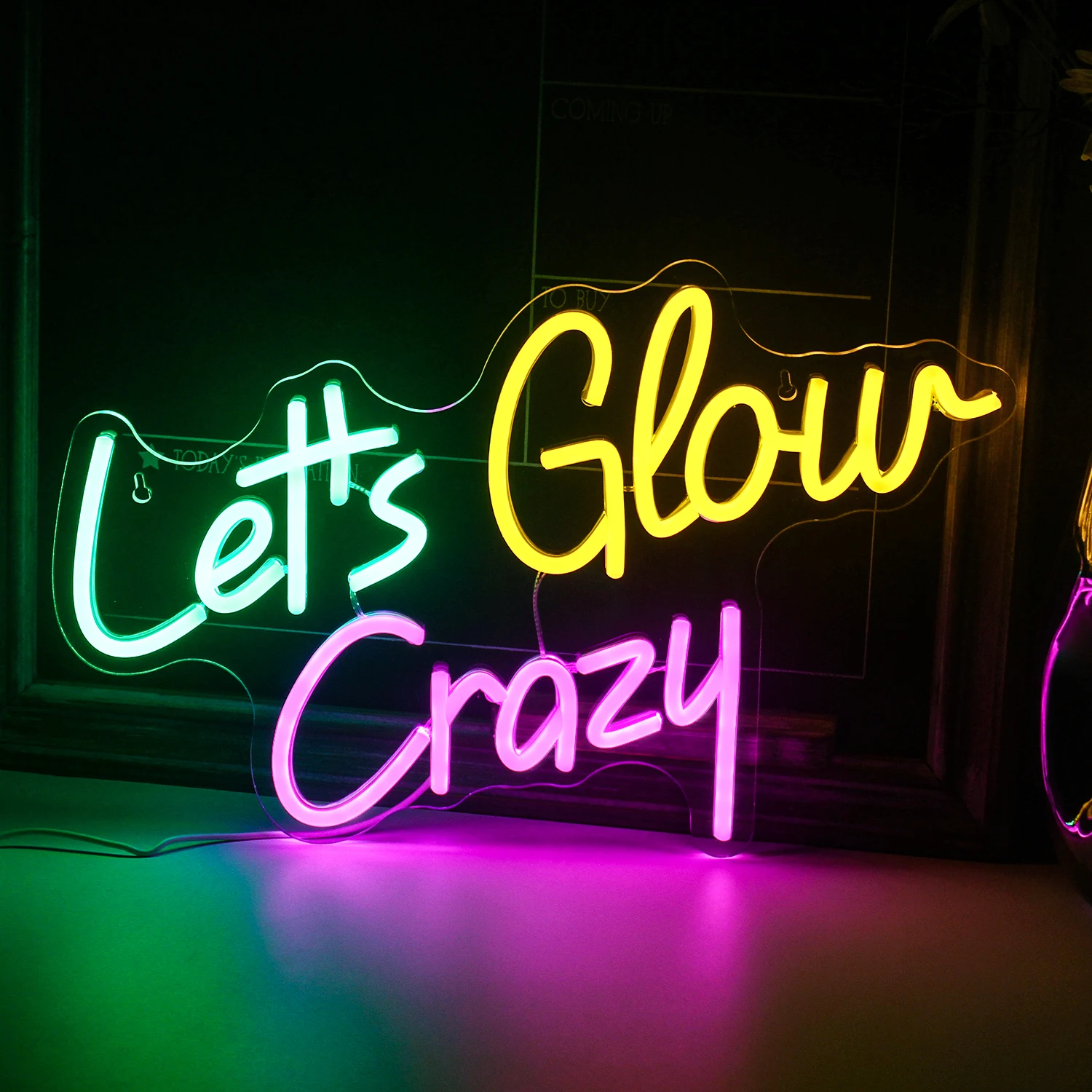 Let's Glow Crazy Neon Signs For Wall Decor Colorful Led Lights Home Game Party Bedroom Room Decoration Bar Birthday Sign Lamp