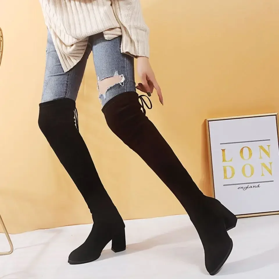 Women's Long Boots Elastic Above Over The Knee Ladies High Shaft Shoes Thigh 2024 New Spring Quality Pu Cosplay Chic and Elegant