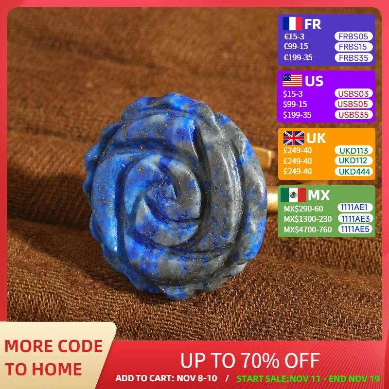 

Vintage Large Rose Flower Rings Natural Stone Engrave Blue Enchantress Luxury Quality Jewelry Valentine Day Gift Wedding 2025