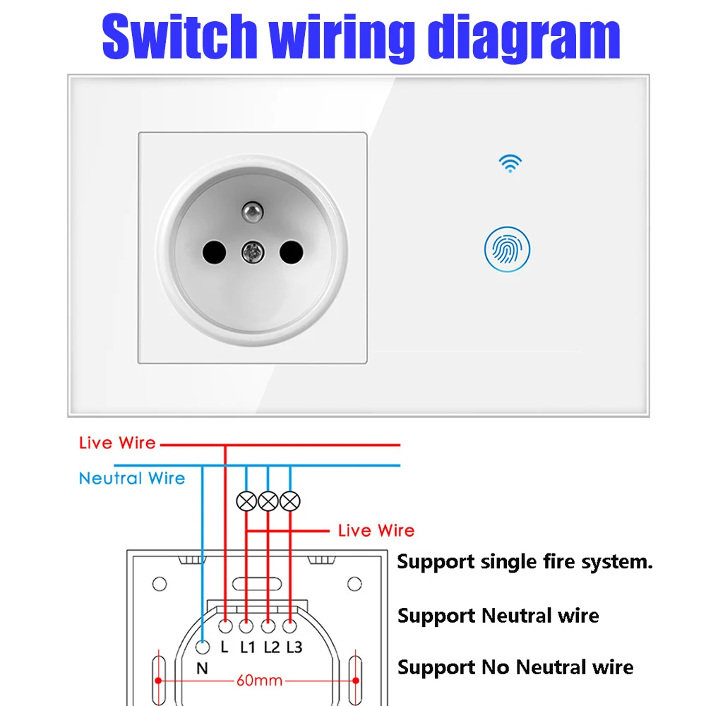 AXUS Franch มาตรฐาน Touch Switch Smart Power Socket Plug Wall แผงคริสตัลแก้วคริสตัล 16A ภาษาฝรั่งเศสคําซ็อกเก็ต 146 มม. Grounding