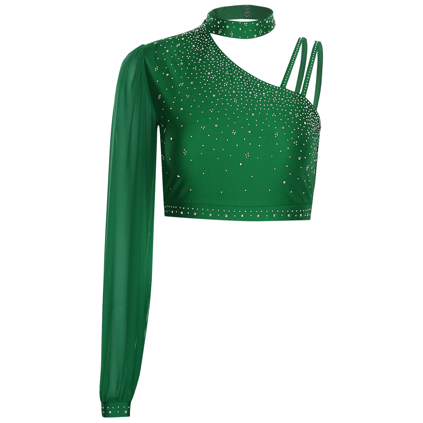 Costume de danse Jazz latine pour femmes, Salsa Rumba, strass, col licou, haut court en maille ou jupe de danse, vêtements de danse modernes Samba