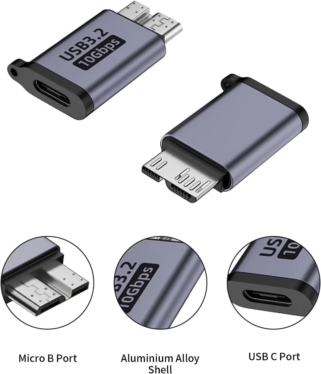 Adaptador de Disco Duro Micro B, Adaptador USB Macho/Hembra a Micro-B, Cable Adaptador de Extensión para Disco Duro Móvil, USB3.1 a Disco Duro