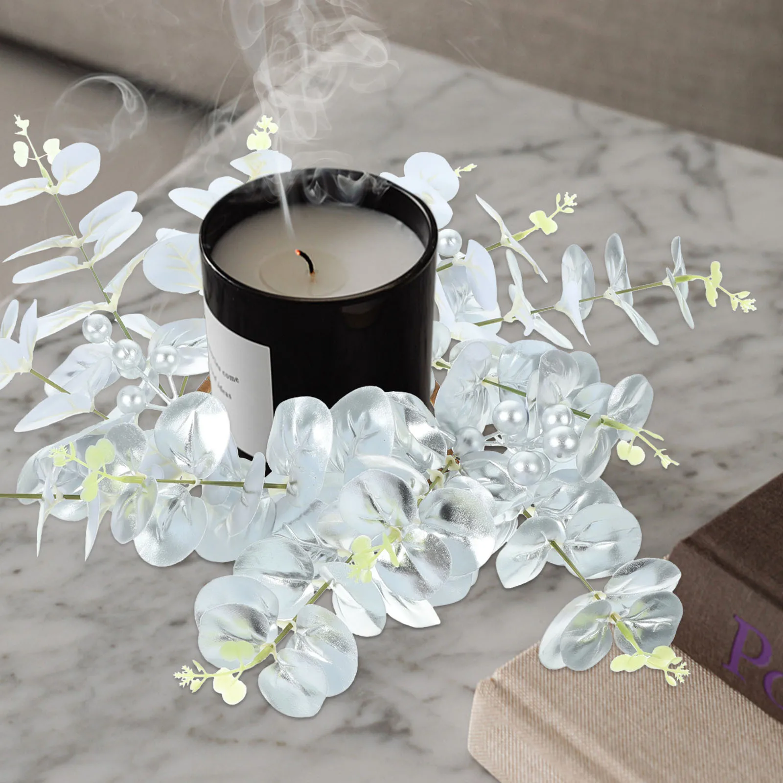 

Wreath Artificial Leaf Ring Small Pillar Garland Christmas Table Wreath Party Home Decoration Mini Wreaths