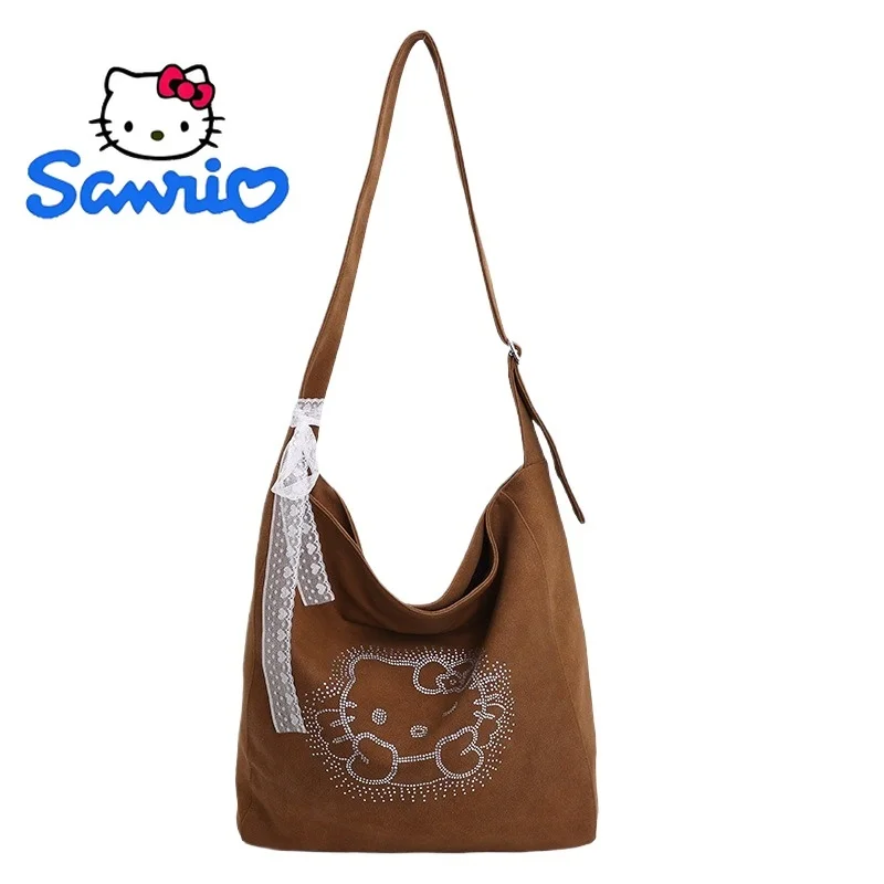 

Hello Kitty Luxury Shoulder Crossbody Bag Women's Purse Handbag Vintage Rhinestone Versatile Large Capacity Autumn Winter