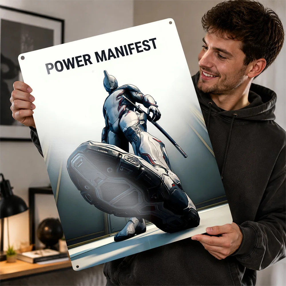 Warframe Excalibur Power Manifest Printed Poster Illustrated Wall Art For Bedroom Customized Aluminum Metal Sign Birthday Gift