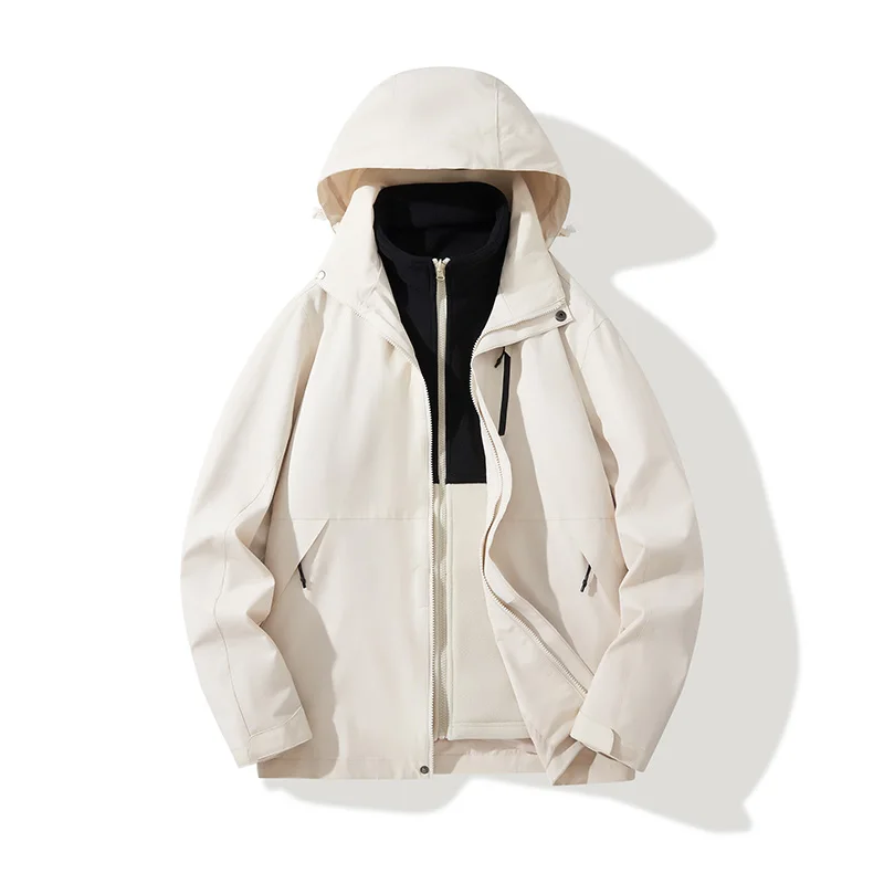 Autumn Winter Outdoor Men's Cold Warm Three in One Fleece Cotton Clothing Sports Leisure Windproof and Breathable Assault Suit