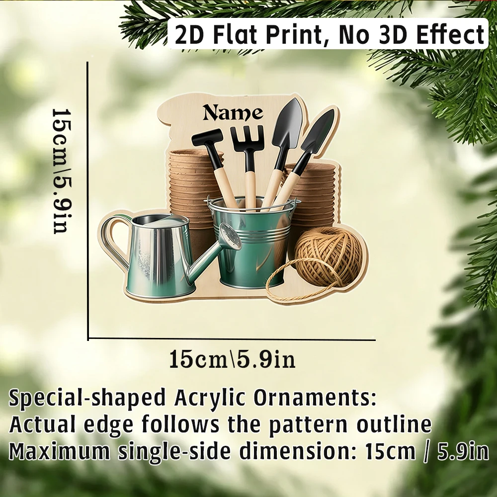 2D平面デザインのカスタム名入りアクリル製オーナメント、ガー - Gardening Tools Names のレビューと価格