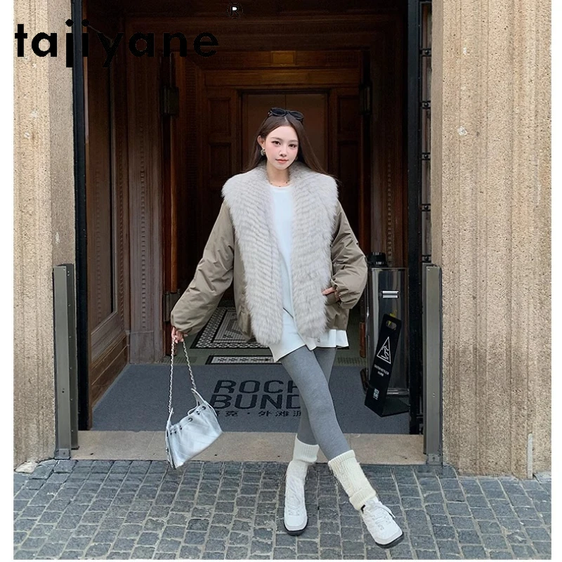 TAJIYANE 90 % weiße Gänsedaunenmäntel für Damen, abnehmbare Jacke mit echtem Fuchspelzkragen, weibliche Parkas, Winter-Frau-Kleidung, 2025 Temperoк