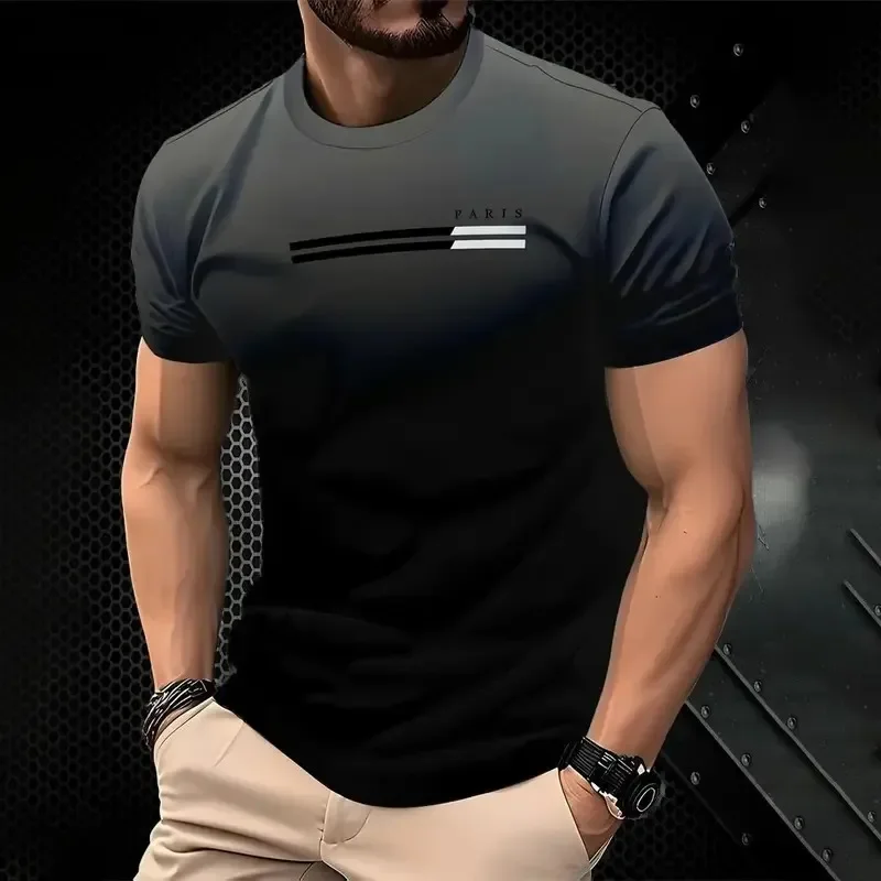 The New 2026 Summer Quick-drying Men's T-shirt Features Fashionable and Casual 3D Gradient Printing and Streetwear