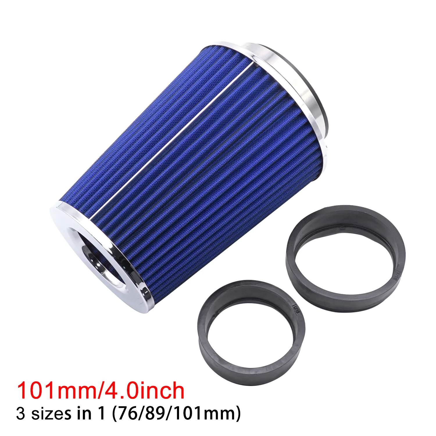 Universal 3 Inch 76 mm  Cold Air Intake Sports Air Filter High Performance Clamp-On Washable Car Professional Spare Parts 101MM