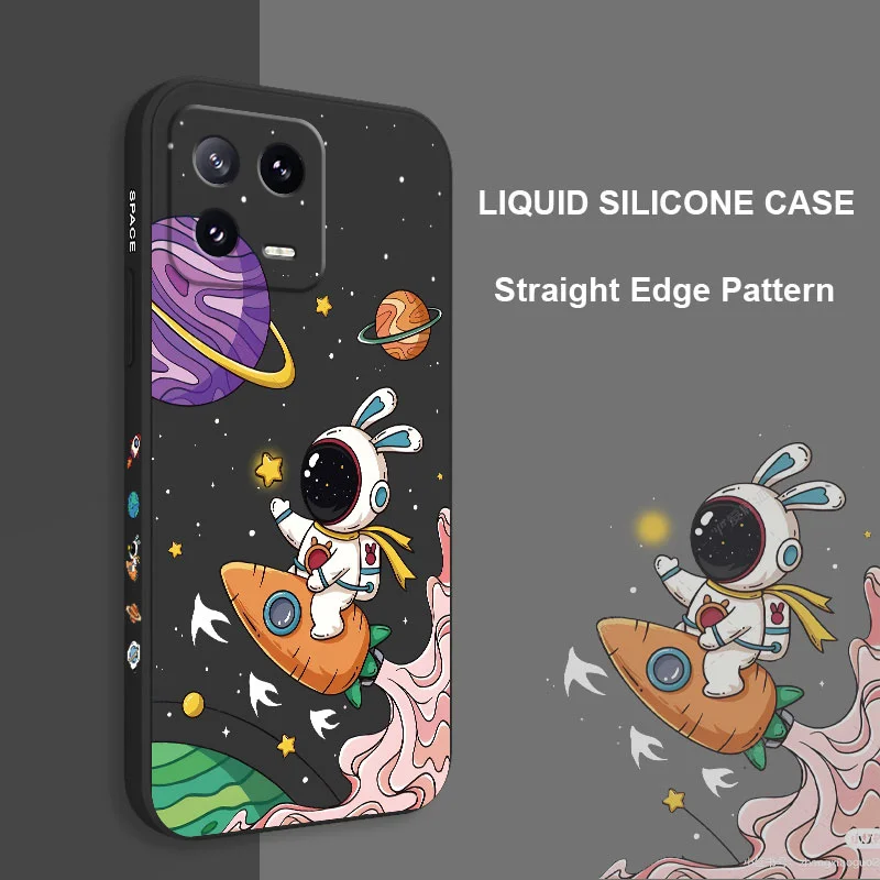 Carrot Astronaut Phone Case For Xiaomi Mi 14 13 13T 12 12X 12T 12S 11 11T Ultra 10 10T 9 9T 9SE 8 Pro Lite Liquid Silicone Cover image 2