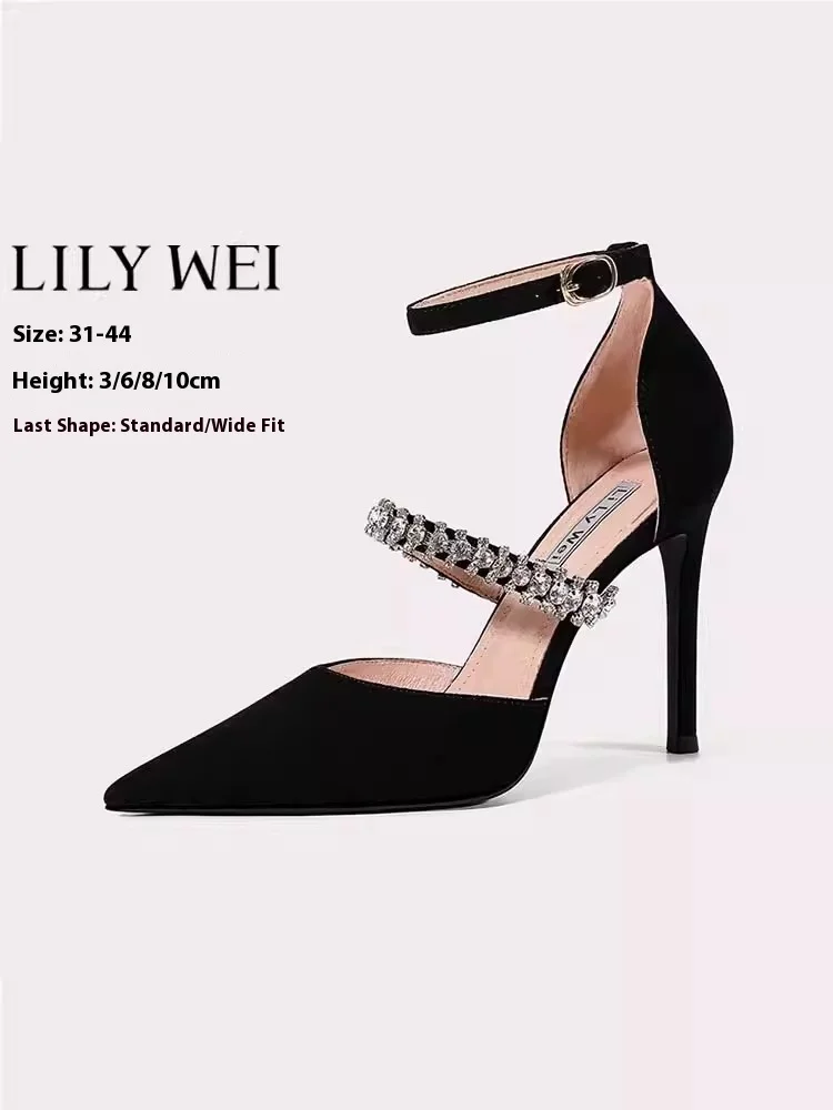 Low-heeled thin high-heeled wedding shoes summer new pointed lace mesh banquet large size small size wide version women's sandal