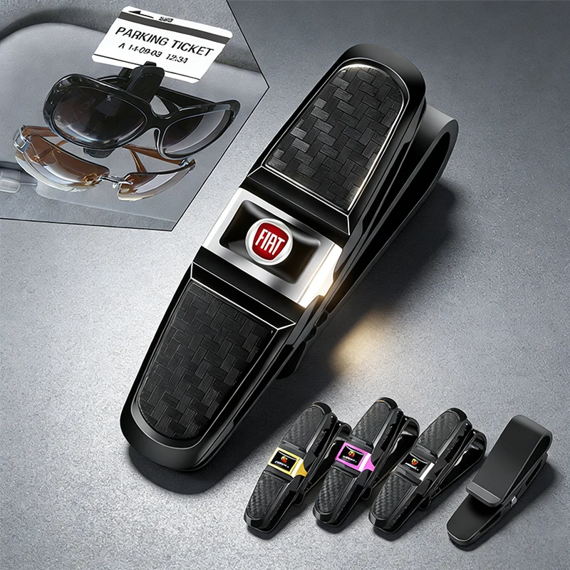 Clip para Visera de Coche con Rotación 360°, Soporte para Gafas de Sol, Boletos y Tarjetas para FIAT Abarth 500 Tipo FR Panda Argo Freemont Viaggio Bravo Punto