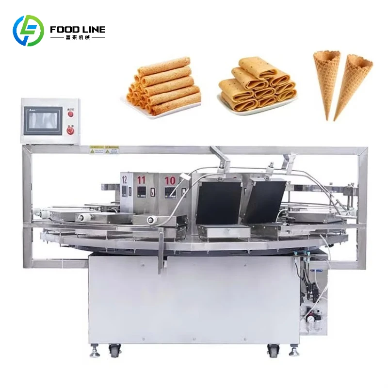 Professional Big Auto Biscuit Rolling Pillow Wafer Stick Egg Roll Waffle Cone Machine Icecream Cone Maker Machine Customized