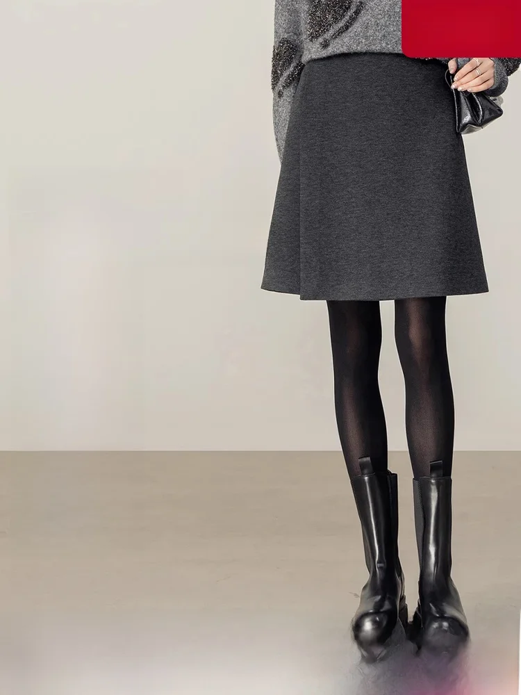 

Утепленная зимняя короткая юбка из ацетатной шерсти для женщин, с высокой талией, А-силуэт, повседневная, из полиэфирного волокна, стандартный крой