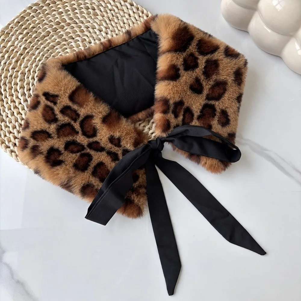 Versatile Fluffy Fur Collar Scarf Warm Thickened Imitation Fur Scarf Lace Up Style Winter Scarf Winter Season