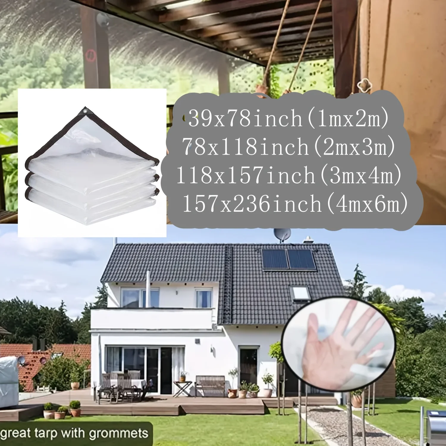 1 قماش القنب الشفاف السميك المقاوم للماء مع حلقة لإحكام الإغلاق - للتخييم، وحماية من الرياح في الفناء، ومطر بيت الكلاب #6