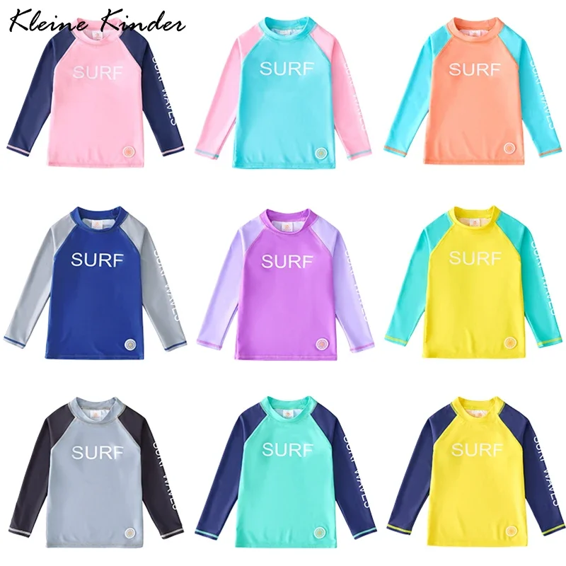 

Swimming T Shirt for Children Swimsuit Boy Girl UPF50 UV Protection Beach Bathing Suit Long Sleeve Swimwear Top Kids Rashguard