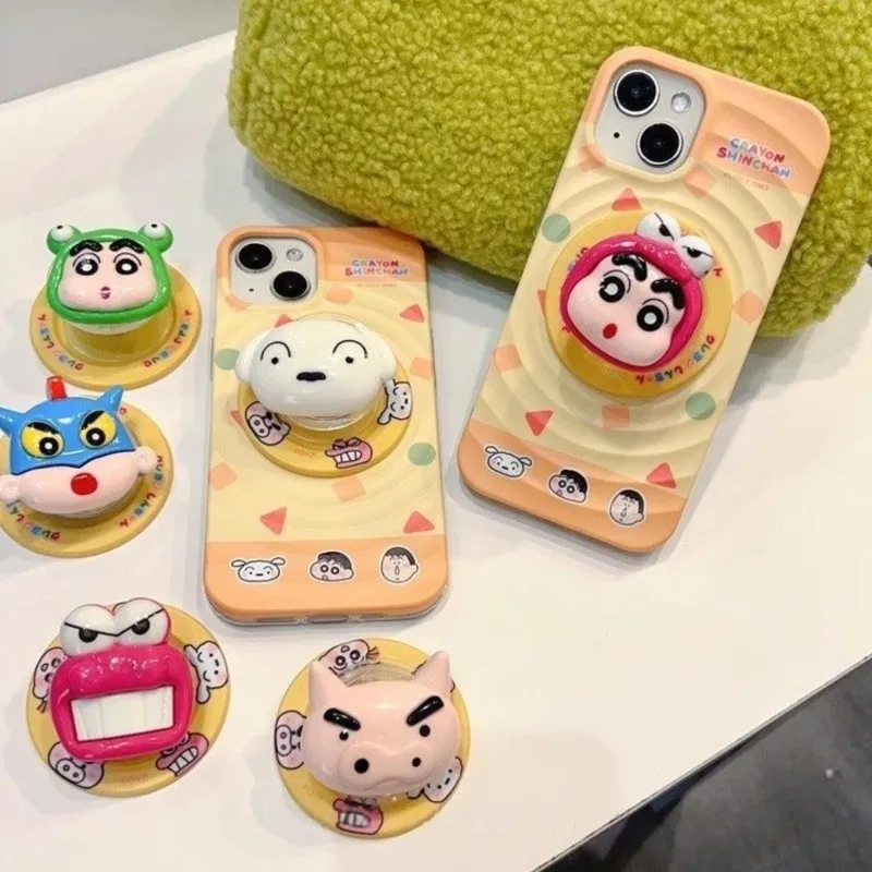 Cute Crayon Shin Chan Magnetic Phone Holder Grip Tok Kawaii Anime Air Cushion For Magsafe Stand For iPhone 18 Duo Samsung Multi