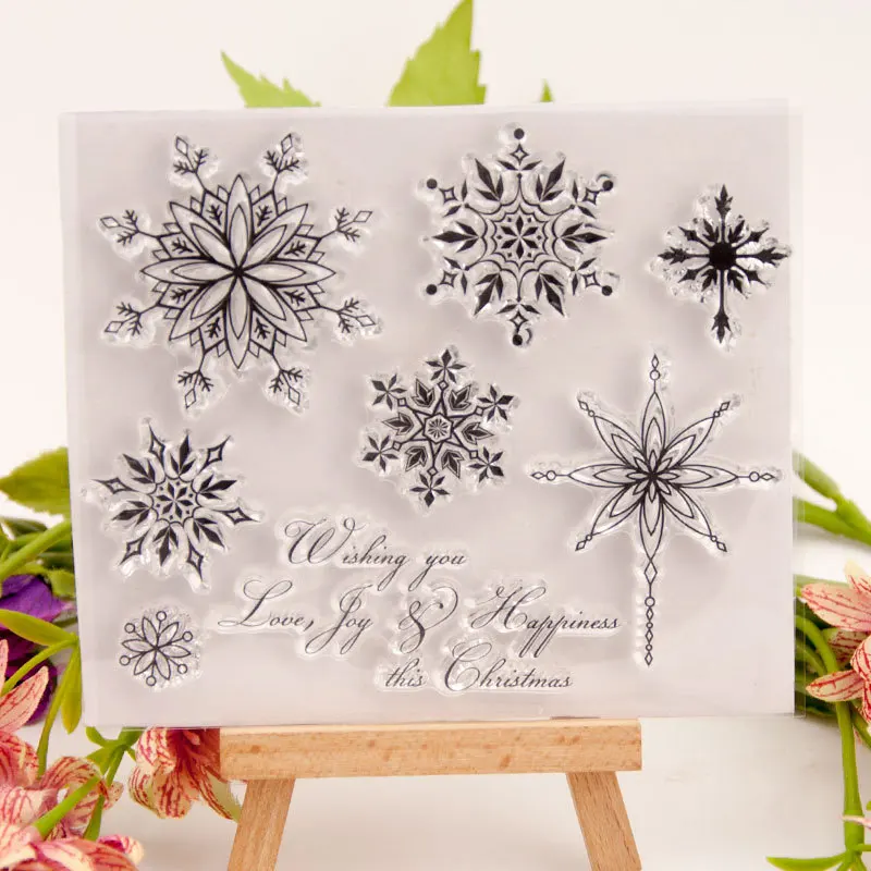 

Christmas Snow Transparent Stamp Snowflake Clear Seal Stamp for DIY Scrapbooking Card Making Home Handmade Paper Decoration