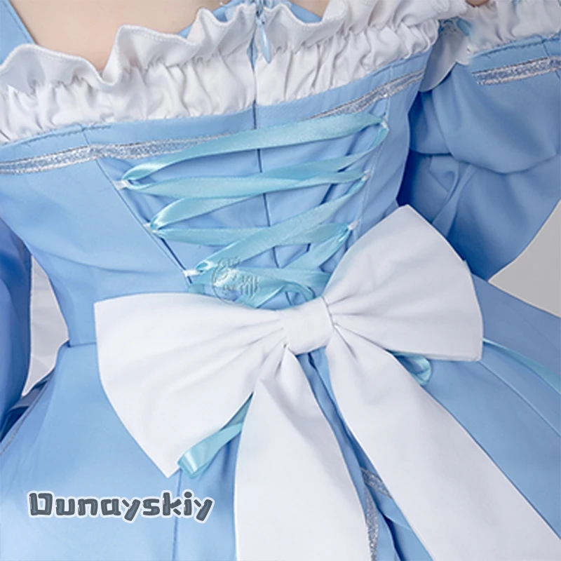 XS-2XL Re: Zero Starting Life in Another World Rem Cosplay Costume Bule French Maid  Dress Halloween Disguise for Adult Women