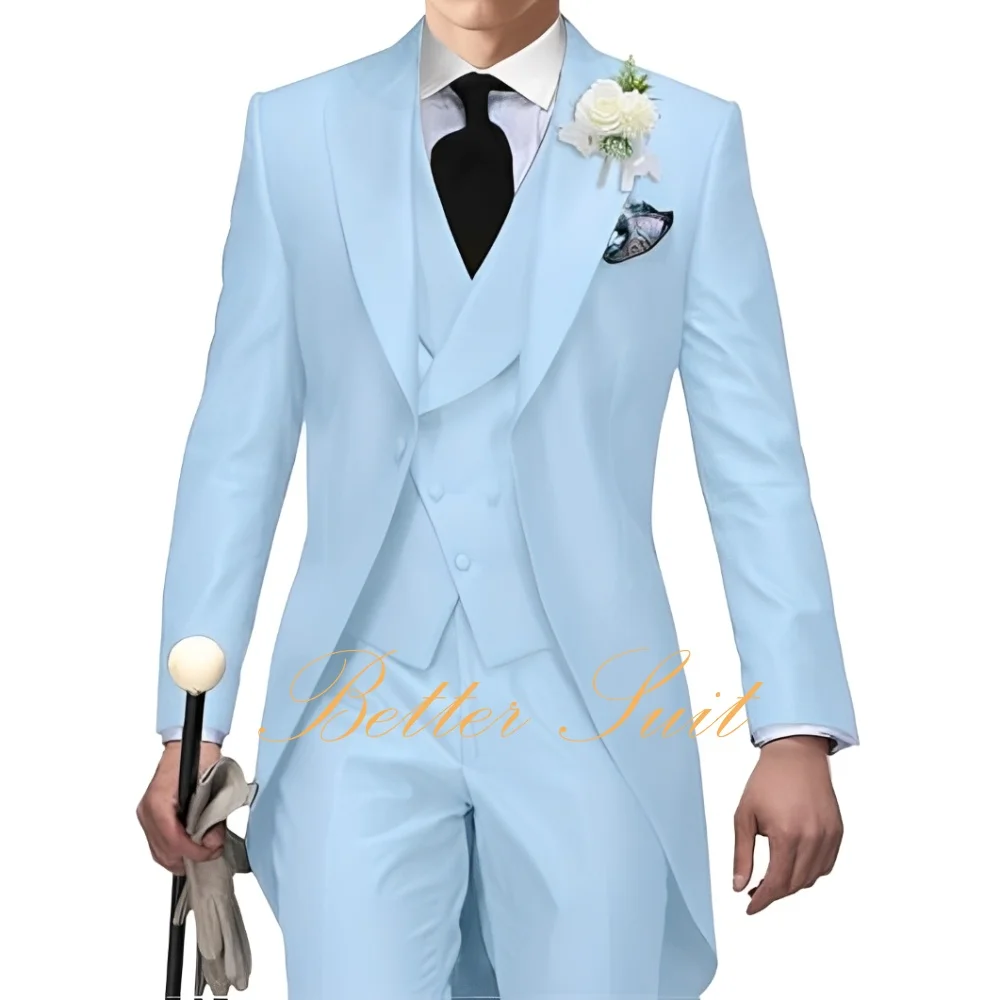 بدلة رجالية مكونة من 3 قطع بدلات ضيقة رسمية طويلة سترة رجالية بدلة بليزر للرجال لحفلات الزفاف بدلة سهرة