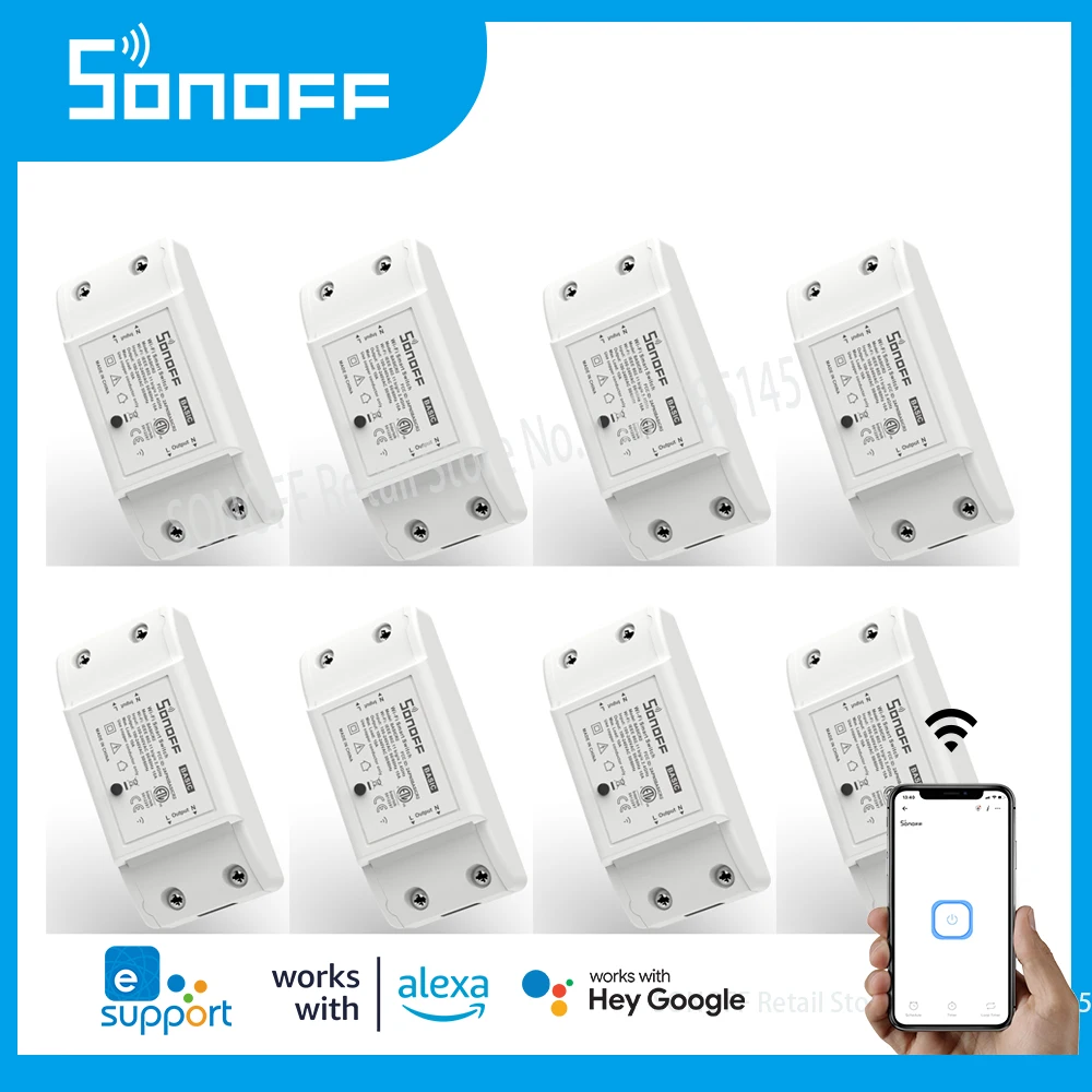 Sonoff-Módulo de interruptor inteligente R2, dispositivo con Wifi, Control remoto, aplicación eWeLink, funciona con Alexa y Google Home