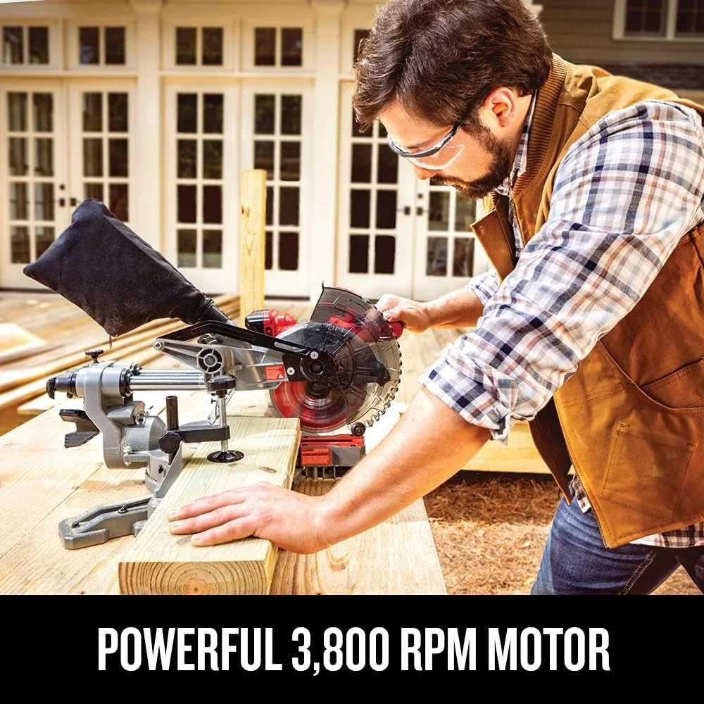 توصيل سريع. منشار ميتري منزلق لاسلكي V20، 7-1/4 بوصة، مشطوف فردي، بطارية وشاحن متضمن (CMCS714M1) #4