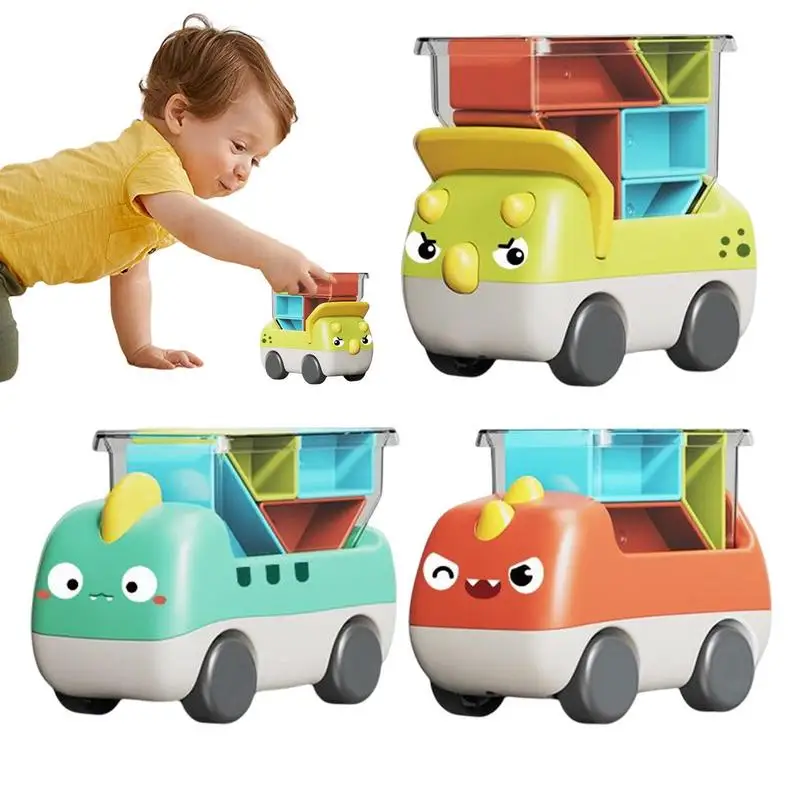 Jouets de camion de dinosaure pour enfants, jouet de motricité Montessori, jouets d'apprentissage pour tout-petits, cube de motricité fine, 3 pièces