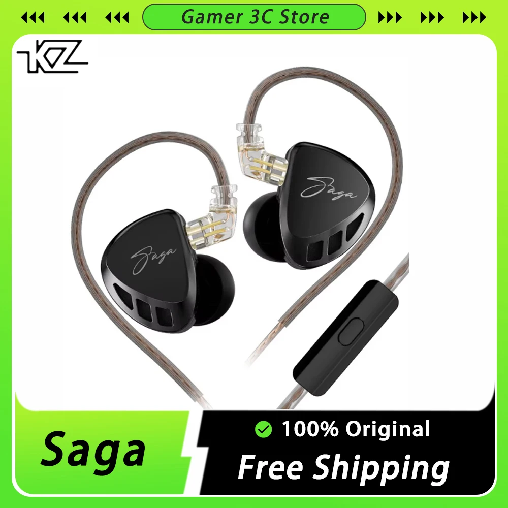 KZ Saga Wired HiFi Earphone Dynamic Drive High Sound Quality Mental In Ear Headset With Detachable Cable Custom Music Earphones